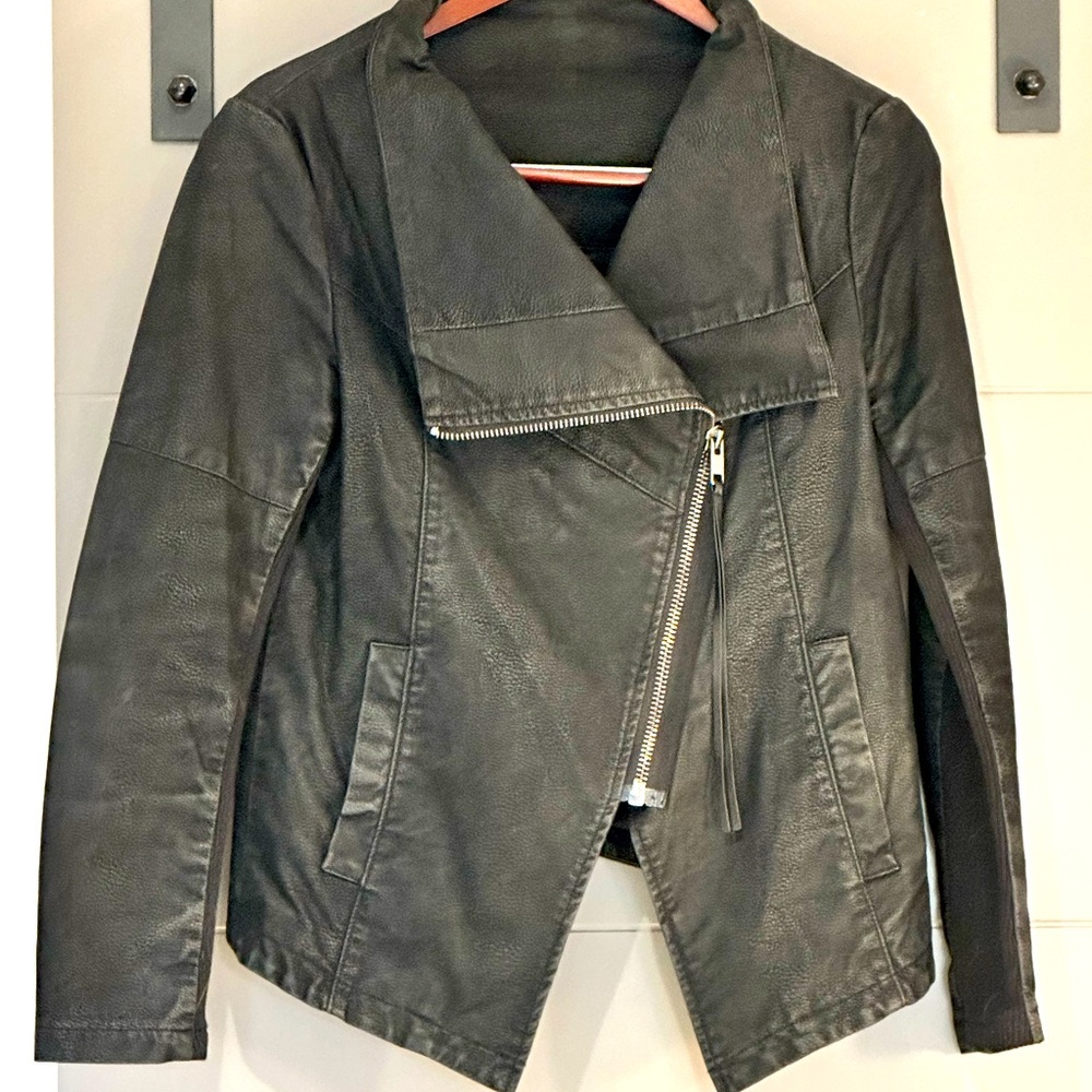 H&M black suede asymmetrical moto jacket